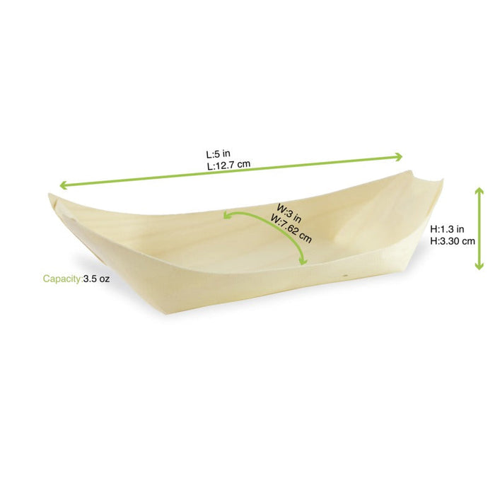 Vaschetta a barchetta in legno - 14 cm x 7,8 cm x 2 cm - 500 unità - dimensions