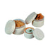 Set di 3 scatole rotonde in legno con coperchio - Ø 4,8 / 5,8 / 6,5 cm - H 2,5 cm - 96 unità
