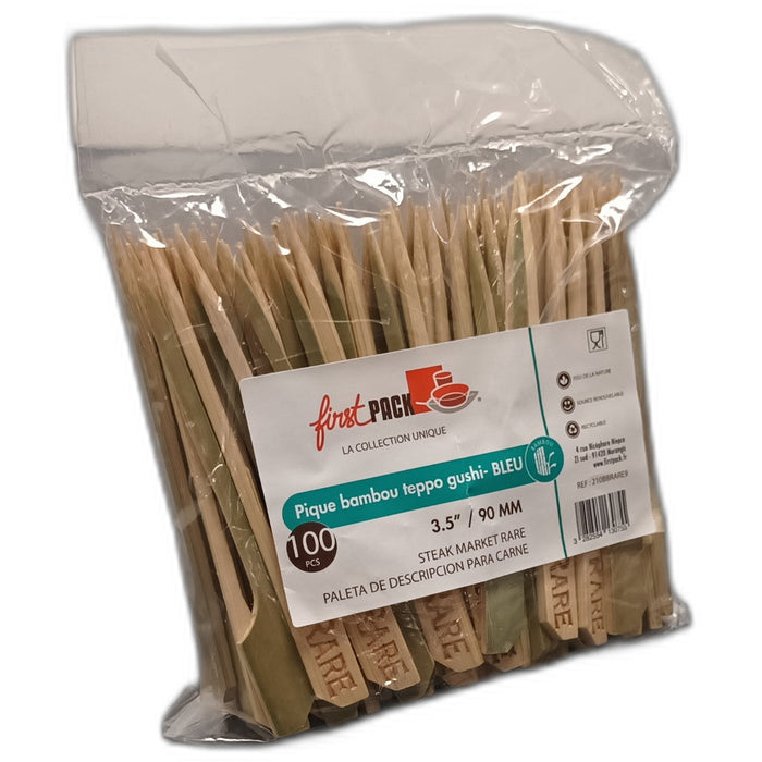 Stecchino per carne in bambù "Teppo Gushi" Rare (molto al sangue) in scatola espositore - 9 cm - 1000 unità