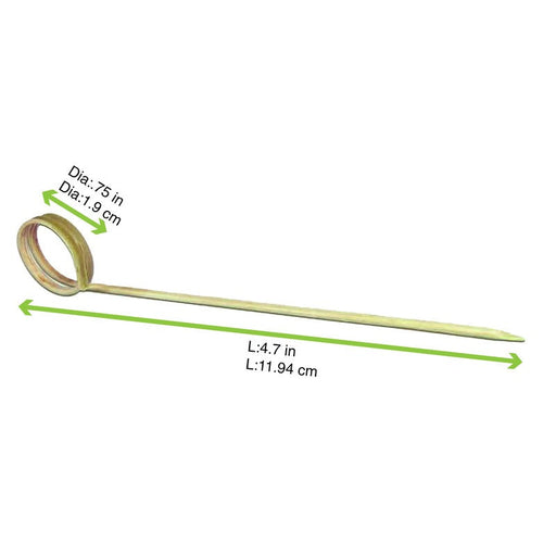 Stecchino in bambù con anello - 12 cm - 2000 unità - dimensions