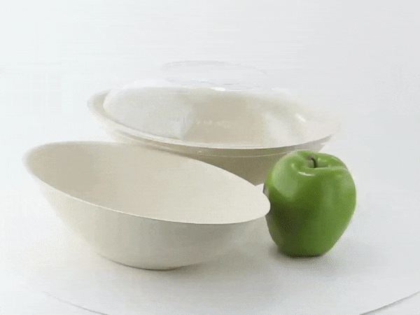 Ciotola ovale marrone in polpa di cellulosa "BioNChic" - 1000 ml - 24 cm x 14,5 cm x 6,3 cm - 250 unità