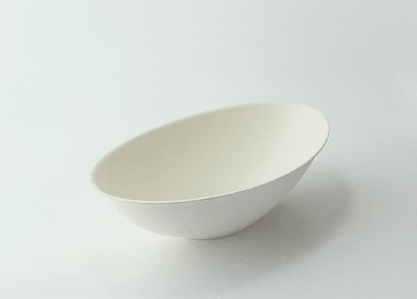 Ciotola ovale bianca in polpa di cellulosa "BioNChic" - 1000 ml - 24 cm x 14,5 cm x 6,3 cm - 250 unità