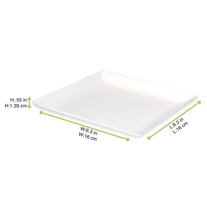 Piatto quadrato bianco in polpa di cellulosa "BioNChic" - 16 cm x 16 cm - 100 unità - dimensions