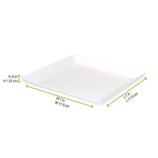 Piatto quadrato bianco in polpa di cellulosa "BioNChic" - 18 cm x 18 cm - 100 unità - dimensions