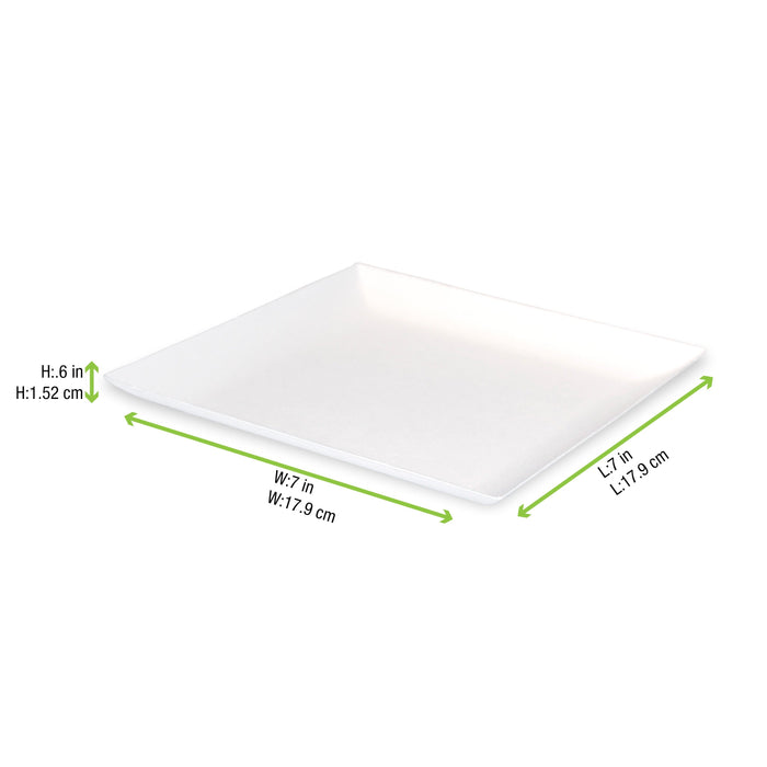 Piatto quadrato bianco in polpa di cellulosa "BioNChic" - 18 cm x 18 cm - 100 unità - dimensions