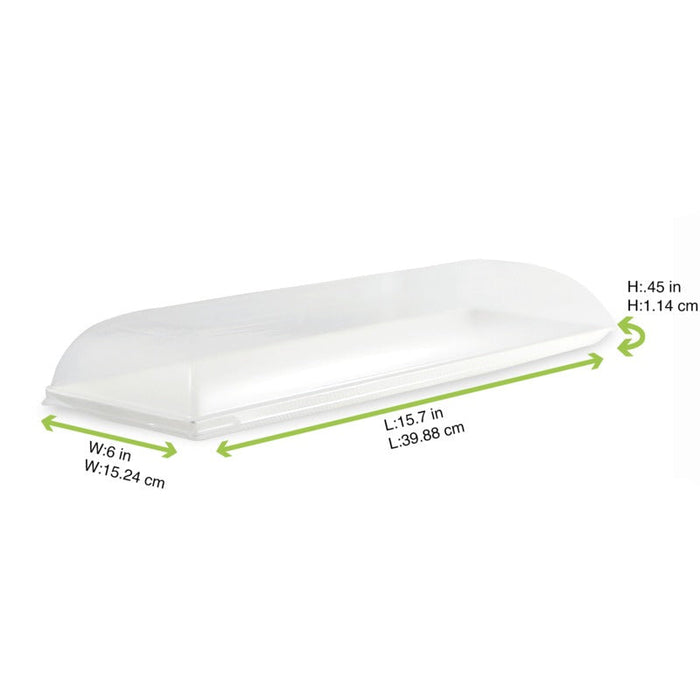 Vassoio rettangolare bianco in polpa di cellulosa "BioNChic" - 40 cm x 15 cm - 100 unità - dimensions
