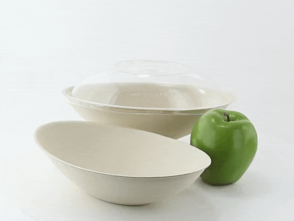 Ciotola ovale bianca in polpa di cellulosa "BioNChic" - 750 ml - 22,5 cm x 13,5 cm x 5,5 cm - 250 unità