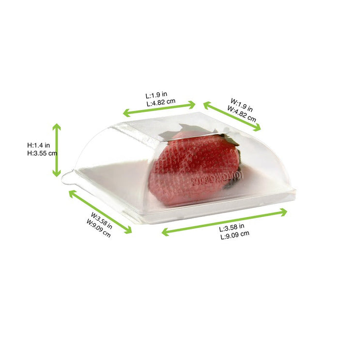 Coperchio in PET trasparente "BioNChic" - 9,1 cm x 9,1 cm x 3,6 cm - Compatibile con 210BCHIC99F - 100 unità - dimensions