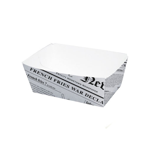 Vaschetta in cartone bianco con decoro "Giornale" - 250 ml - 9 cm x 5,5 cm x 4 cm - 1000 unità