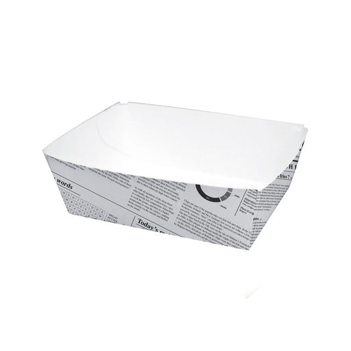 Vaschetta in cartone bianco con decoro "Giornale" - 440 ml - 11 cm x 8 cm x 4 cm - 1000 unità