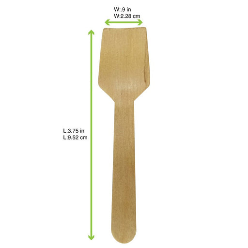 Cucchiaino da gelato in legno di betulla - 9,5 cm - 3000 unità - dimensions