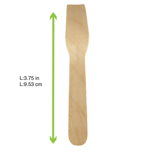 Cucchiaino da gelato in legno con imballo in carta kraft - 9,5 cm - 3000 unità - dimensions