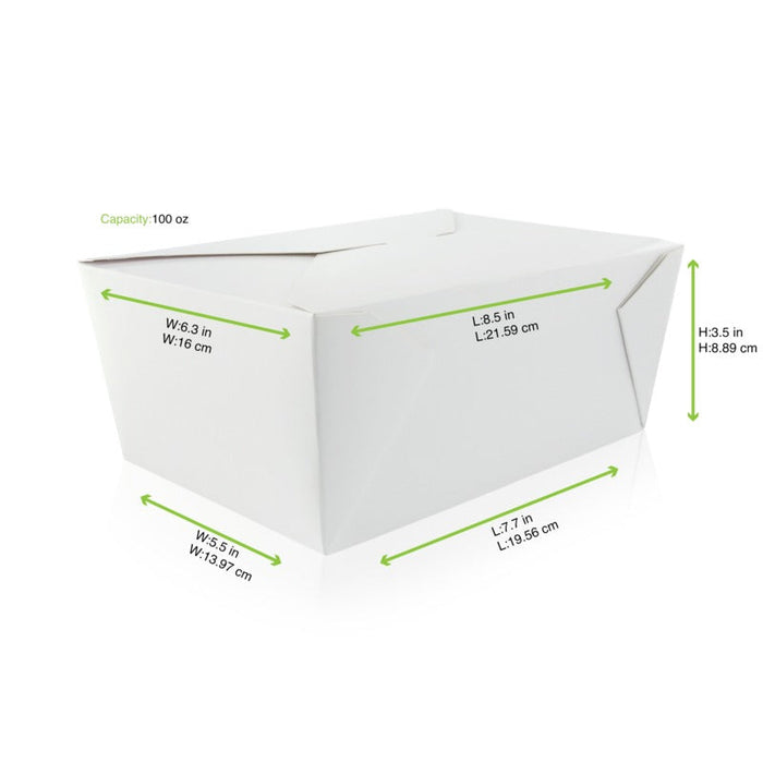 Contenitore per pasti in cartone bianco - 3000 ml - 21,5 cm x 16 cm x 9 cm - 160 unità - dimensions