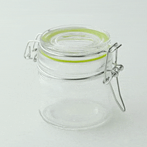 Mini vasetto in vetro con guarnizione in silicone verde - 100 ml - Ø 6,4 cm - H 7,1 cm - 24 unità