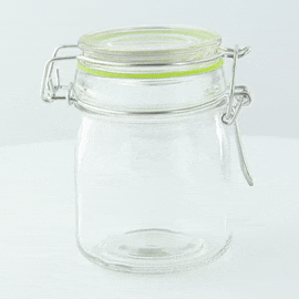 Mini vasetto in vetro con guarnizione in silicone nera - 150 ml - Ø 6,6 cm - H 9,1 cm - 24 unità