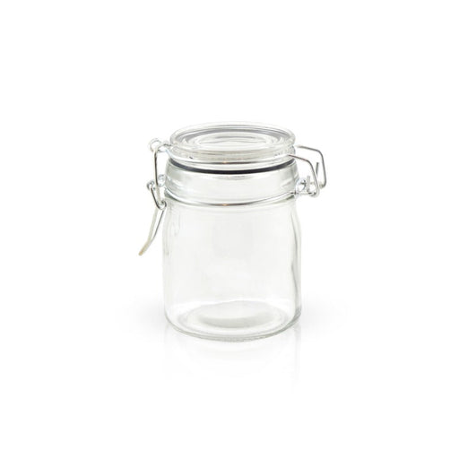 Mini vasetto in vetro con guarnizione in silicone nera - 150 ml - Ø 6,6 cm - H 9,1 cm - 24 unità