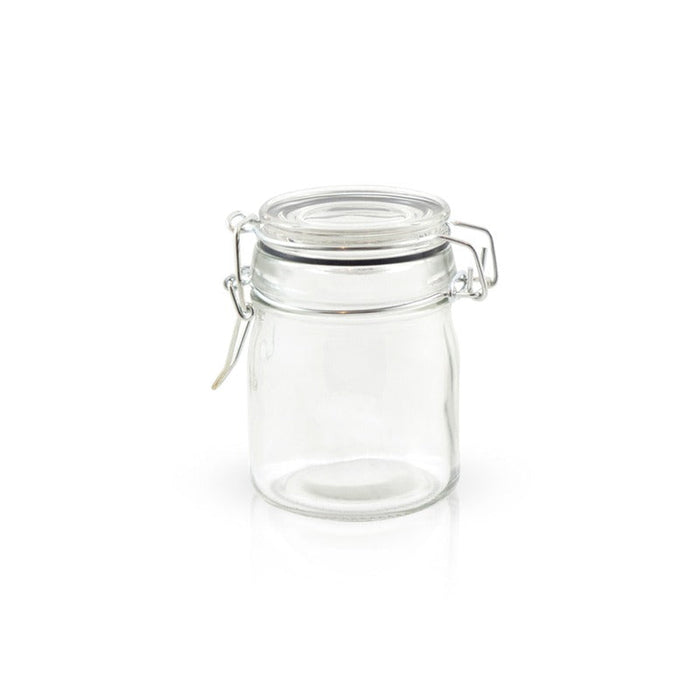 Mini vasetto in vetro con guarnizione in silicone nera - 150 ml - Ø 6,6 cm - H 9,1 cm - 24 unità
