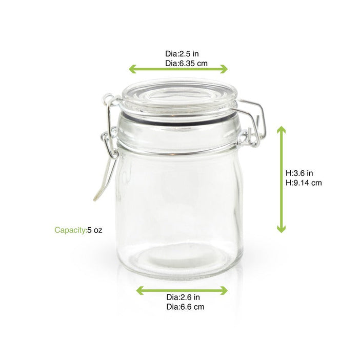 Mini vasetto in vetro con guarnizione in silicone nera - 150 ml - Ø 6,6 cm - H 9,1 cm - 24 unità - dimensions