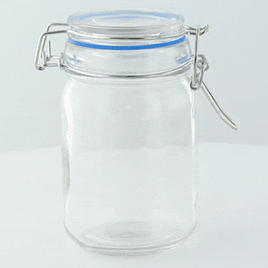 Mini vasetto in vetro con guarnizione in silicone blu scuro - 200 ml - Ø 6,9 cm - H 11,4 cm - 24 unità