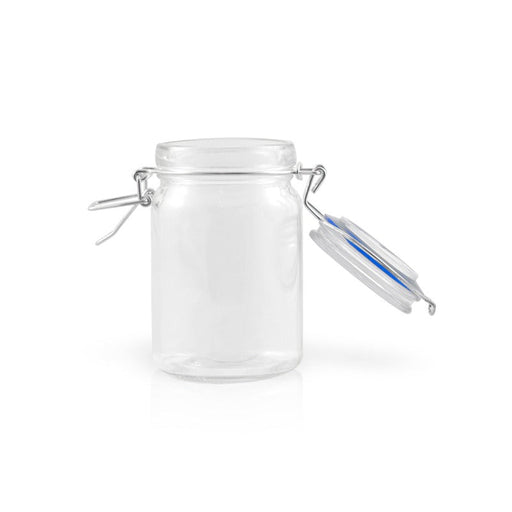 Mini vasetto in vetro con guarnizione in silicone blu scuro - 200 ml - Ø 6,9 cm - H 11,4 cm - 24 unità