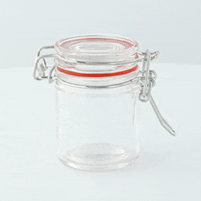 Mini vasetto in vetro con guarnizione in silicone rossa - 45 ml - Ø 4,4 cm - H 6,1 cm - 24 unità