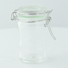 Mini vasetto in vetro con guarnizione in silicone azzurra - 65 ml - Ø 4,4 cm - H 8,1 cm - 24 unità