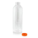 Bottiglia in plastica PET trasparente con tappo attaccato arancione - 1000 ml - Ø 8,3 cm - H 24 cm - 74 unità