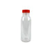 Bottiglia in plastica PET trasparente con tappo attaccato arancione - 330 ml - Ø 6,1 cm - H 16,1 cm - 220 unità