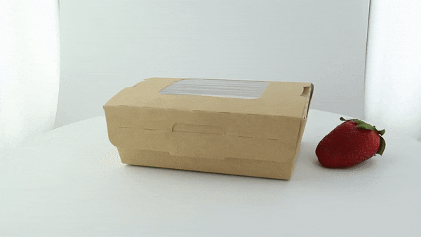 Scatola per insalata in cartone kraft marrone a doppia finestra - 850 ml - 15,5 cm x 11,8 cm x 5,3 cm - 100 unità
