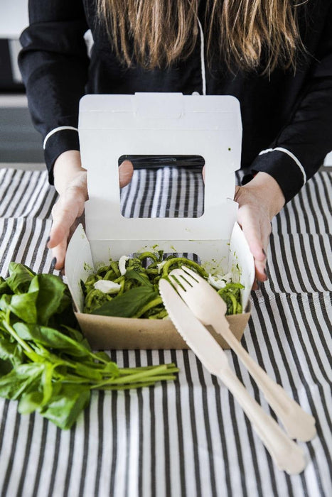 Scatola per insalata in cartone kraft marrone a doppia finestra - 850 ml - 15,5 cm x 11,8 cm x 5,3 cm - 100 unità
