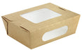 Scatola per insalata in cartone kraft marrone a doppia finestra - 850 ml - 15,5 cm x 11,8 cm x 5,3 cm - 100 unità