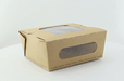 Scatola per insalata in cartone kraft marrone a doppia finestra in PLA - 1100 ml - 15,2 cm x 13,5 cm x 6,5 cm - 200 unità
