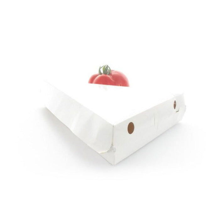 Scatola triangolare in cartone bianco per trancio di pizza con coperchio incernierato - 23,5 cm x 22,9 cm x 4,5 cm - 400 unità