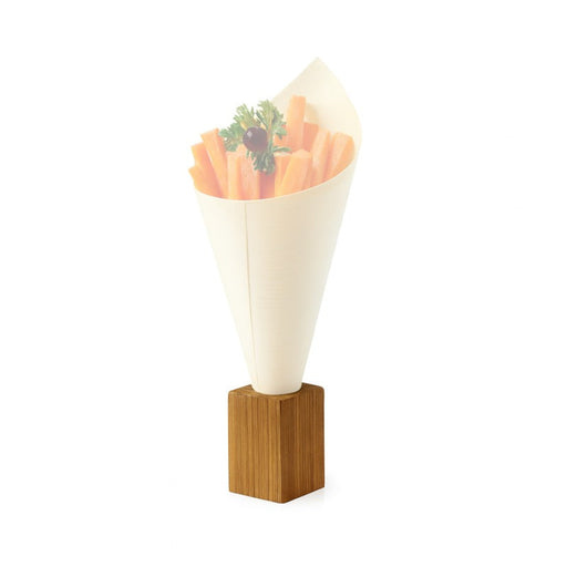 Supporto individuale in bambù per stecchino e cono - 3 cm x 3 cm x 5,5 cm - 50 unità
