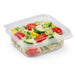 Vaschetta rettangolare trasparente in PLA con coperchio incernierato - 250 ml - 12,6 cm x 11,7 cm x 4,3 cm - 700 unità