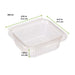 Vaschetta rettangolare trasparente in PLA con coperchio incernierato - 250 ml - 12,6 cm x 11,7 cm x 4,3 cm - 700 unità - dimensions