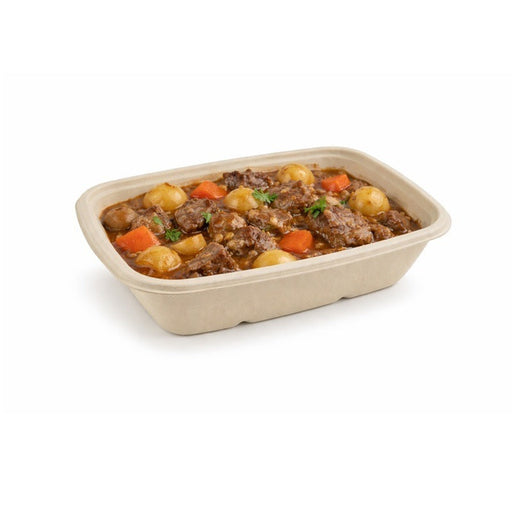 Vassoio rettangolare marrone in polpa di cellulosa - 1000 ml - 21,5 cm x 15,8 cm x 5 cm - 300 unità