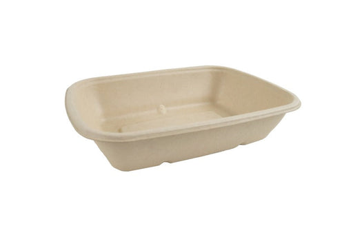 Vassoio rettangolare marrone in polpa di cellulosa - 1000 ml - 21,5 cm x 15,8 cm x 5 cm - 300 unità