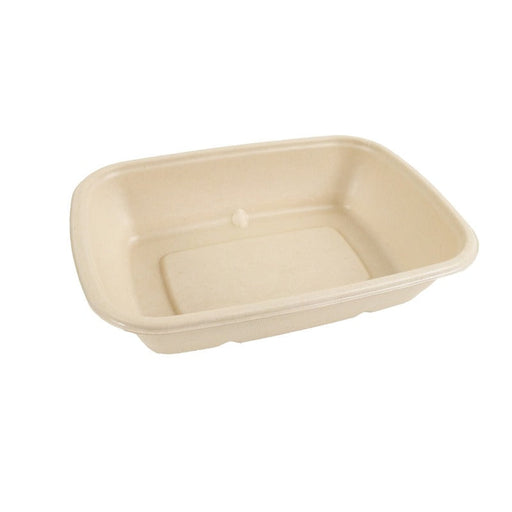 Vassoio termosigillabile rettangolare marrone in polpa di cellulosa laminata PLA - 1000 ml - 21,4 cm x 15,7 cm x 4,6 cm - 300 unità