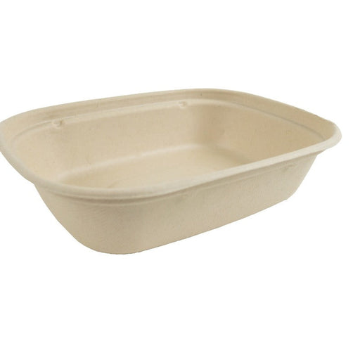 Vassoio termosigillabile rettangolare marrone in polpa di cellulosa laminata PLA - 850 ml - 22 cm x 17 cm x 5,3 cm - 300 unità