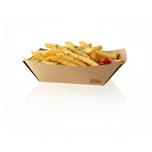 Vaschetta a barchetta in cartone kraft marrone antigrasso con PE - 300 ml - 16,4 cm x 12 cm x 3,2 cm - 1000 unità