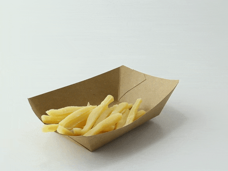 Vaschetta a barchetta in cartone kraft marrone antigrasso con PE - 400 ml - 17 cm x 12 cm x 4,2 cm - 1000 unità