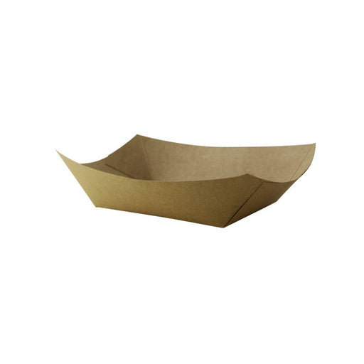 Vaschetta a barchetta in cartone kraft marrone antigrasso con PE - 800 ml - 21,5 cm x 16 cm x 5,2 cm - 500 unità