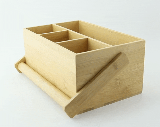 Portaposate in bambù a 4 scomparti - 22,6 cm x 14,8 cm x 10,7 cm - 2 unità