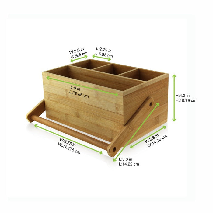 Portaposate in bambù a 4 scomparti - 22,6 cm x 14,8 cm x 10,7 cm - 2 unità - dimensions