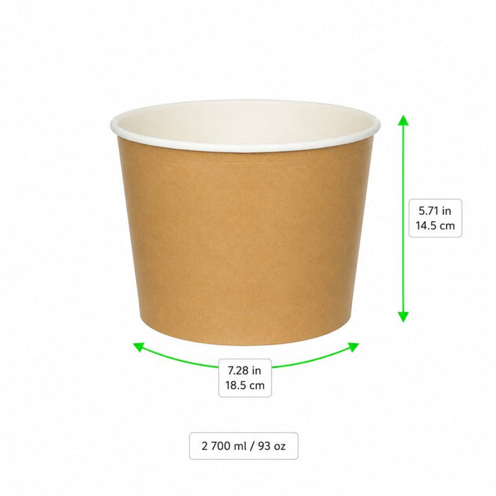 Bucket gigante in cartone kraft - 2700 ml - Ø 18,5 cm - H 14,5 cm - 216 unità - dimensions
