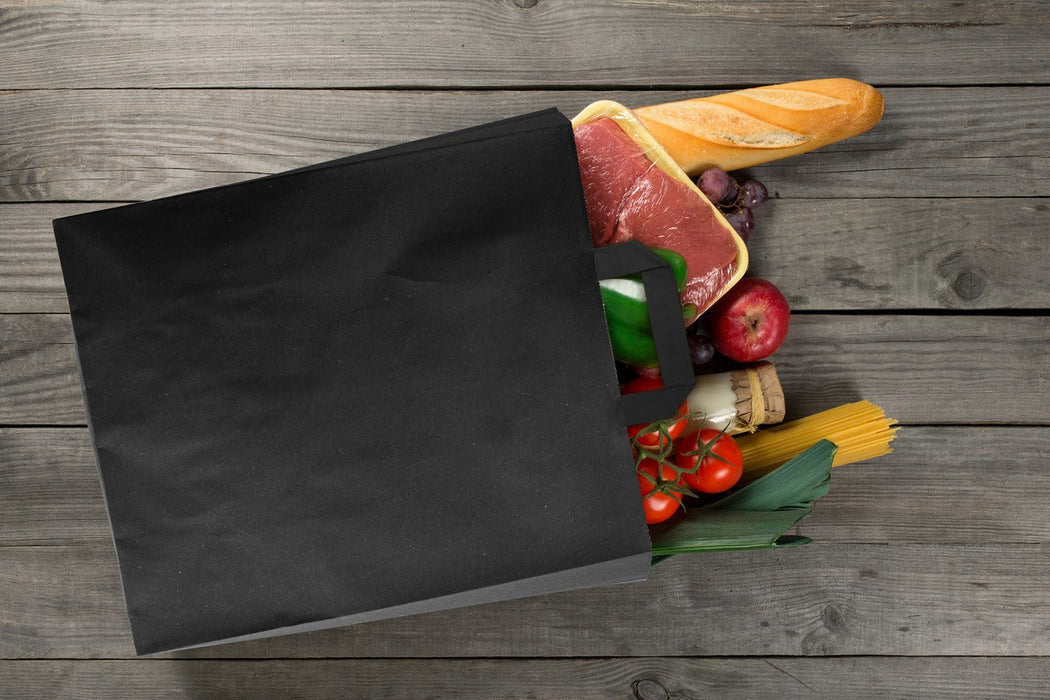 Shopper in carta kraft nera - 17,5 cm x 9 cm x 23 cm - 500 unità