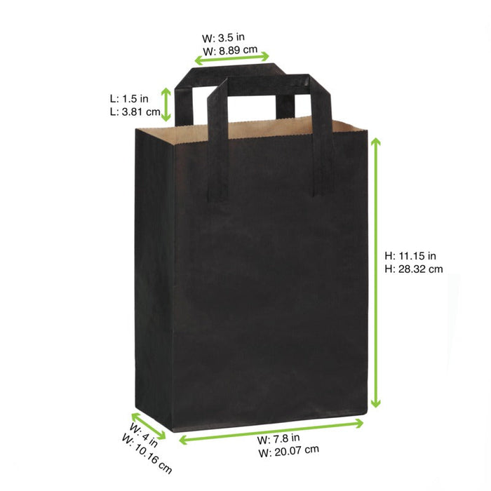 Shopper in carta kraft nera - 17,5 cm x 9 cm x 23 cm - 500 unità - dimensions