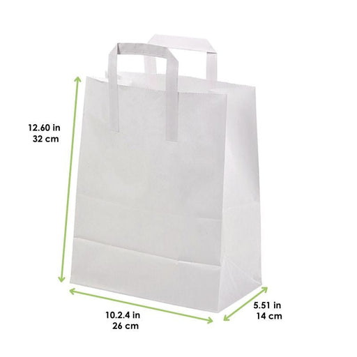 Shopper in carta bianca - 26 cm x 14 cm x 32 cm - 250 unità - dimensions