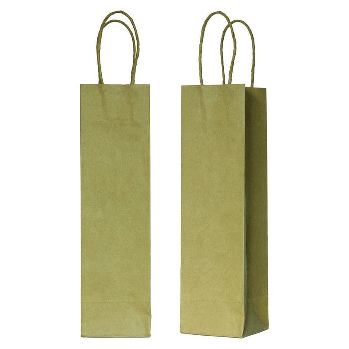 Shopper in carta kraft marrone con manici in cordino per bottiglie - 39 cm x 8 cm x 14 cm - 200 unità